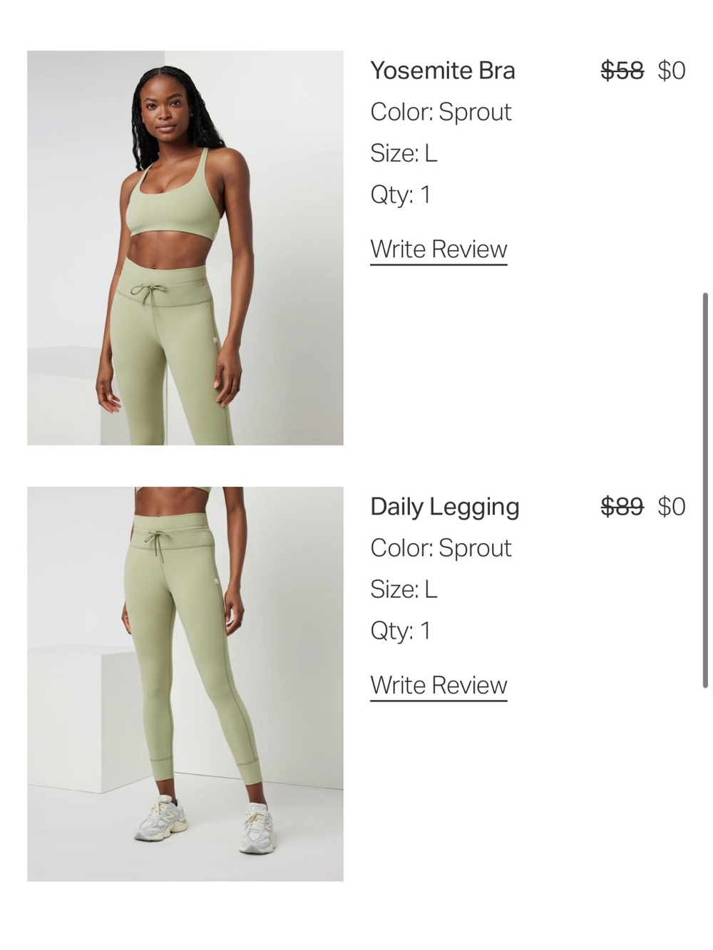 Vuori Set: Daily Legging and Yosemite Bra in Sprout Green